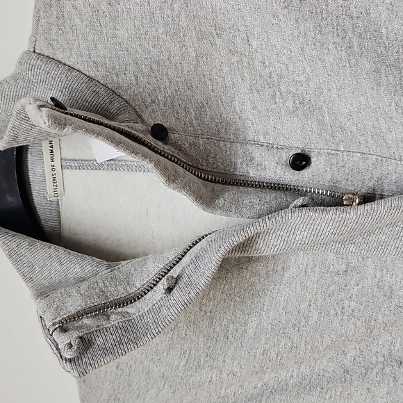 Vtg Y2K Citizens Of Humanity Light Gray Sweatshirt Utility Jacket Dress Sz L - Picture 2 of 12